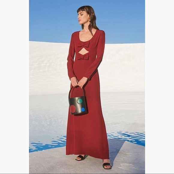 NWT Staud Maroon Lido Dress In Garnet 2